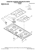 COOKTOP, BURNER AND GRATE PARTS Diagram and Parts List for JGC8645BDS  Jenn-Air Cooktop