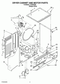 DRYER CABINET AND MOTOR PARTS Diagram and Parts List for LTE5243DQ8  Whirlpool Washer Dryer Combo