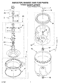 AGITATOR, BASKET AND TUB Diagram and Parts List for LSN2000LG0  Whirlpool Washer