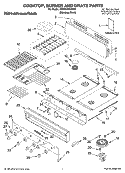 COOKTOP, BURNER AND GRATE PARTS Diagram and Parts List for KGCP484KSS02  KitchenAid Cooktop