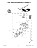 PUMP, WASHARM AND MOTOR PARTS Diagram and Parts List for WDP350PAAW2  Whirlpool Dishwasher