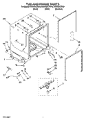 TUB AND FRAME PARTS Diagram and Parts List for KUDW03CTBL0  KitchenAid Dishwasher