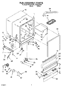 TUB ASSEMBLY PARTS Diagram and Parts List for RUD5000KQ1  Roper Dishwasher