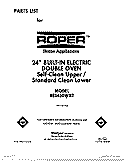 COVER Diagram and Parts List for BES450WB2  Roper Range