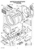 DRYER BULKHEAD PARTS Diagram and Parts List for YWET3300SQ0  Whirlpool Washer Dryer Combo