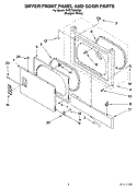 DRYER FRONT PANEL AND DOOR PARTS Diagram and Parts List for YWET3300SQ0  Whirlpool Washer Dryer Combo