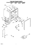 TUB AND FRAME PARTS Diagram and Parts List for DU1100XTPB8  Whirlpool Dishwasher