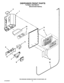DISPENSER FRONT PARTS Diagram and Parts List for 3WSC19D4XY01  Whirlpool Refrigerator