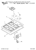 COOKTOP, BURNER AND GRATE Diagram and Parts List for SCS3014GB0  Whirlpool Cooktop