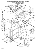 CONTROLS AND REAR PANEL PARTS Diagram and Parts List for LSR9434PQ0  Whirlpool Washer
