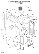 CABINET LINER AND DOOR PARTS Diagram and Parts List for JEACS50SL4  Whirlpool Ice Maker