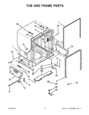 TUB AND FRAME PARTS Diagram and Parts List for KDFE454CSS0  KitchenAid Dishwasher