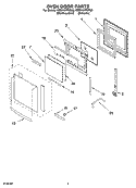 OVEN DOOR PARTS Diagram and Parts List for KEBV107PMT00  KitchenAid Wall Oven
