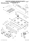 COOKTOP, BURNER AND GRATE PARTS Diagram and Parts List for KGCP467JTL2  KitchenAid Cooktop