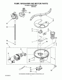 PUMP, WASHARM AND MOTOR PARTS Diagram and Parts List for KUDE70FVSS2  KitchenAid Dishwasher