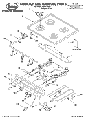 COOKTOP AND MANIFOLD, LITERATURE Diagram and Parts List for FGP210EQ5  Roper Range