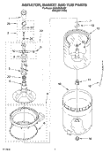 AGITATOR, BASKET AND TUB PARTS Diagram and Parts List for 3XGSC9455JQ2  Whirlpool Washer