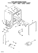 TUB AND FRAME PARTS Diagram and Parts List for DU1100XTPB3  Whirlpool Dishwasher