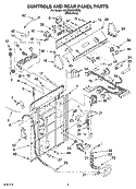 CONTROLS AND REAR PANEL PARTS Diagram and Parts List for 6ALSC8255MW3  Whirlpool Washer