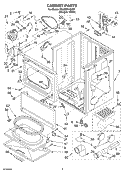 CABINET PARTS Diagram and Parts List for 3RLEC8646KQ1  Whirlpool Dryer