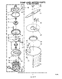 PUMP AND MOTOR Diagram and Parts List for SHF5500W0  Whirlpool Dishwasher