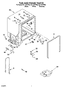 TUB AND FRAME PARTS Diagram and Parts List for DU1145XTPS0  Whirlpool Dishwasher
