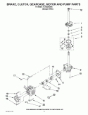 BRAKE, CLUTCH, GEARCASE, MOTOR AND PUMP PARTS Diagram and Parts List for YLTE5243DQA  Whirlpool Washer Dryer Combo
