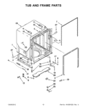 TUB AND FRAME PARTS Diagram and Parts List for KUDE48FXBL5  KitchenAid Dishwasher