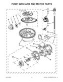 PUMP, WASHARM AND MOTOR PARTS Diagram and Parts List for KUDS35FBWH1  KitchenAid Dishwasher