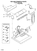 TOP AND CONSOLE PARTS Diagram and Parts List for YGEX9868JQ2  Whirlpool Dryer