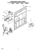 DOOR AND LATCH PARTS Diagram and Parts List for GU1100XTLB0  Whirlpool Dishwasher