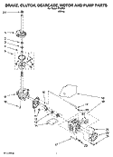 BRAKE, CLUTCH, GEARCASE, MOTOR AND PUMP PARTS Diagram and Parts List for IT42000  Inglis Washer