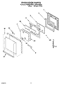 OVEN DOOR PARTS Diagram and Parts List for YGBS307PDB9  Whirlpool Wall Oven