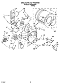 BULKHEAD PARTS Diagram and Parts List for REX3614KW2  Roper Dryer