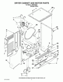 DRYER CABINET AND MOTOR PARTS Diagram and Parts List for LTE5243DQA  Whirlpool Washer Dryer Combo