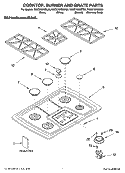 COOKTOP, BURNER AND GRATE PARTS Diagram and Parts List for KGCS105GSS05  KitchenAid Cooktop
