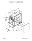 TUB AND FRAME PARTS Diagram and Parts List for WDF111PABW1  Whirlpool Dishwasher