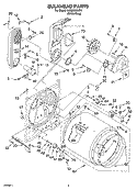 BULKHEAD PARTS Diagram and Parts List for LGQ9508LW1  Whirlpool Dryer