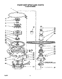 PUMP AND SPRAYARM Diagram and Parts List for WU1800XX0  Roper Dishwasher