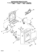 DISPENSER FRONT PARTS Diagram and Parts List for KSBS25INWH01  KitchenAid Refrigerator