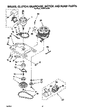 BRAKE, CLUTCH, GEARCASE, MOTOR AND PUMP Diagram and Parts List for RAM4131AW0  Whirlpool Washer