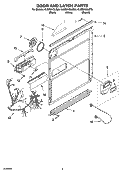 DOOR AND LATCH PARTS Diagram and Parts List for KUDS01DLWH6  KitchenAid Dishwasher