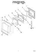 OVEN DOOR Diagram and Parts List for KEBC276KBL0  KitchenAid Wall Oven