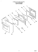 OVEN DOOR Diagram and Parts List for KEMS307DBS4  KitchenAid Microwave Oven Combo
