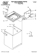 TOP AND CABINET PARTS Diagram and Parts List for 7MRAS6233KQ5  Roper Washer