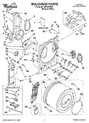 BULKHEAD PARTS Diagram and Parts List for LER3622PQ0  Whirlpool Dryer