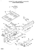 COOKTOP AND MANIFOLD, LIT/OPTIONAL Diagram and Parts List for FGP305BW0  Roper Range