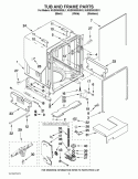 TUB AND FRAME PARTS Diagram and Parts List for KUDS30SXBL1  KitchenAid Dishwasher