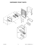 DISPENSER FRONT PARTS Diagram and Parts List for GZ25FSRXYY6  Whirlpool Refrigerator