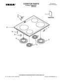 COOKTOP PARTS Diagram and Parts List for YISE630WS01  Whirlpool Range